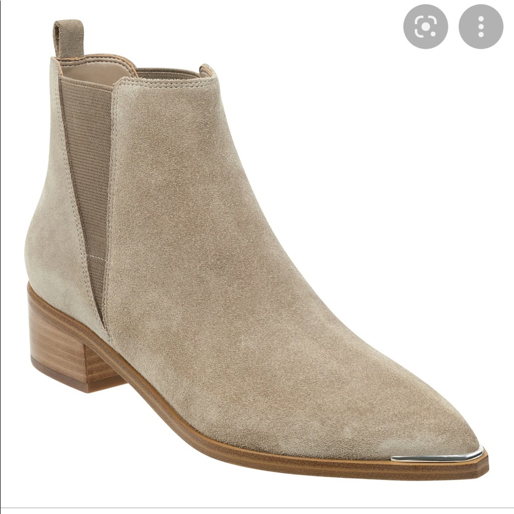 Marc Fisher taupe suede YALE POINTY TOE CHELSEA BOOTIE